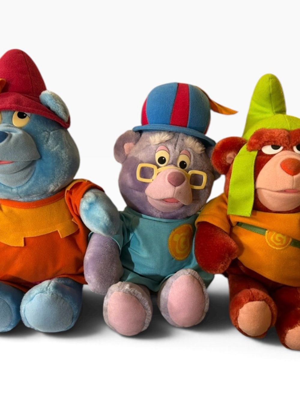 Vintage 1985 Disney Gummi Bears Plush Lot of 3 Fisher Price Gruffi Tummi Zummi